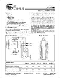 CY7C1041L-20VC datasheet: 256K x 16 static RAM, 20ns CY7C1041L-20VC