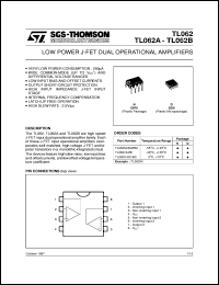 TL062ACN datasheet: LOW POWER DUAL JFET OP-AMPS TL062ACN