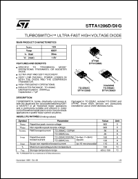 STTA1206G datasheet: TURBOSWITCH - ULTRA-FAST HIGH VOLTAGE DIODE STTA1206G