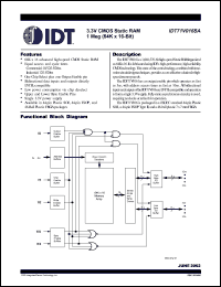 IDT71V016SA12PH8 datasheet: 1 Meg (64K x 16-bit) 3.3V CMOS static RAM, 12ns IDT71V016SA12PH8