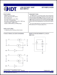 IDT74CBTLV16245PF datasheet: Low-voltage 16-bit bus switch IDT74CBTLV16245PF