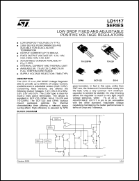 LD1117D33 datasheet: Low drop fixed positive voltage regulator, 3.3V LD1117D33