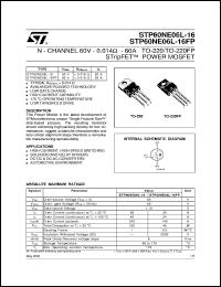 STP60NE06L-16FP datasheet: N-CHANNEL 60V - 0.014 OHM - 60A TO-220/TO220FP STRIPFET POWER MOSFET STP60NE06L-16FP