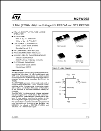 M27W202-150N6TR datasheet: 2 Mbit (128Kb x16) low voltage UV EPROM, 150ns M27W202-150N6TR