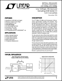 LTC1098LAIS8 datasheet: Low voltage, micropower sampling 8-bit serial I/O A/D converter LTC1098LAIS8