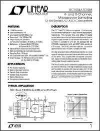 LTC1594IS datasheet: 4-channel, micropower sampling 12-bit serial I/O A/D converter LTC1594IS
