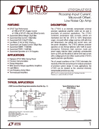 LT1012IN8 datasheet: Picoamp input current, microvolt offset, low noise operational amplifier LT1012IN8