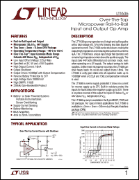 LT1636IN8 datasheet: Over-the-top micropower rail-to-rail input and output operational amplifier LT1636IN8