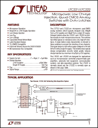 LTC221CS datasheet: Micropower, low charge injection, quad CMOS analog switches with data latches LTC221CS