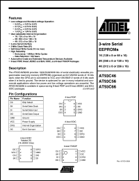 AT93C66-10SI datasheet: 3-wire serial EEPROM, 10ms, 4.5V to 5.5V AT93C66-10SI