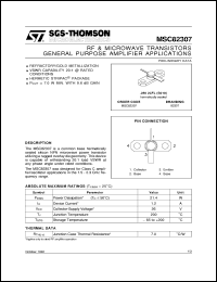 MSC82307 datasheet: GENERAL PURPOSE AMPLIFIER APPLICATIONS RF & MICROWAVE TRANSISTORS MSC82307