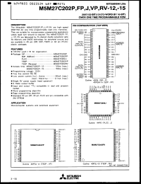 M5M27C202RV-15 datasheet: 131072-word by 16-bit CMOS erasable and electrically reprogrammable ROM, 150ns M5M27C202RV-15