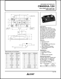 CM400HA-12H datasheet: IGBT module for high power switching use, 400A, 600V CM400HA-12H