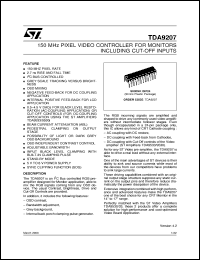 TDA9207 datasheet: 150MHZ PIXEL VIDEO CONTROLLER WITH CUT-OFF OUTPUTS TDA9207