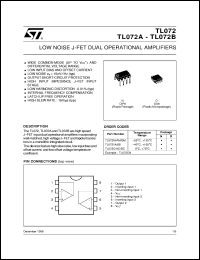 TL072CD datasheet: LOW NOISE DUAL JFET OP-AMPS TL072CD