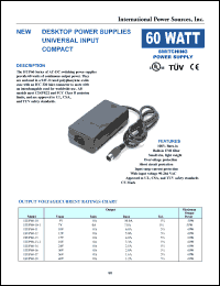 HUP60-10 datasheet: AC/DC switching power supply. Maximum output power 50W. Nom. output voltage 5V. Output current: Imin 0A, Imax 10.0A. HUP60-10