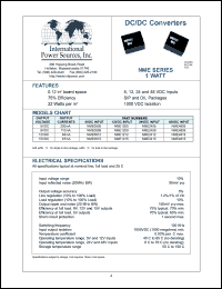 NME0505S datasheet: DC/DC converter, 1 watt. Output voltage 5VDC. Output current 200mA. Input 5VDC  . NME0505S