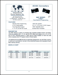 NMF1205S datasheet: DC/DC converter, 1 watt. Output voltage 5VDC. Output current 100mA. Input 12VDC  . NMF1205S