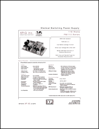 PM110-13A datasheet: Medical switching power supply. Maximum output power 110 W. Output #1: Vnom 15.0V, Imin 0.0A, Imax 7.5A. PM110-13A