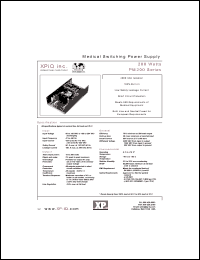 PM200-10B datasheet: Medical switching power supply. Maximum output power 200 W. Output #1: Vnom 5V, Imin 3.0A, Imax 40.0A. PM200-10B