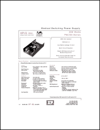 PM200-10C datasheet: Medical switching power supply. Maximum output power 200 W. Output #1: Vnom 5V, Imin 3.0A, Imax 40.0A. PM200-10C
