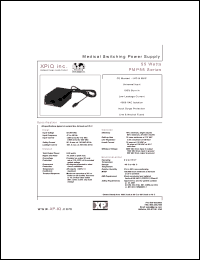 PMP55-12 datasheet: Medical switching power supply. Maximum output power 55 W. Output #1: Vnom 12V, Imin 0A, Imax 4.6A. PMP55-12
