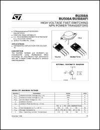 BU508AFI datasheet: HIGH VOLTAGE FAST-SWITCHING NPN POWER TRANSISTORS BU508AFI