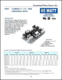 UP0651S-02 datasheet: 65W AC/DC switching power supply. Vnom 12V, Imin 0A, Imax 5.4A. UP0651S-02