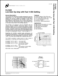 CLC402MDC datasheet: Low-Gain Op Amp with Fast 14-bit Settling CLC402MDC