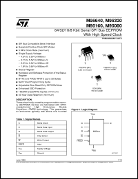 M95640-RMN5T datasheet: 64/32/16/8 KBIT SERIAL SPI EEPROM WITH HIGH SPEED CLOCK AND POSITIVE CLOCK STROBE M95640-RMN5T