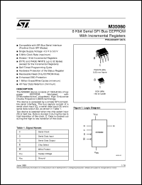 M35080 datasheet: 8 KBIT SERIAL SPI BUS EEPROM WITH INCREMENTAL REGISTERS M35080