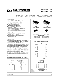 M74HC109 datasheet: DUAL J-K FLIP FLOP WITH PRESET AND CLEAR M74HC109