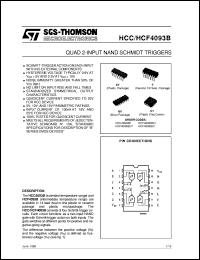 HCF4093B datasheet: QUAD 2-INPUT NAND SCHMIDT TRIGGERS HCF4093B