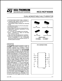 HCF4098B datasheet: DUAL MONOSTABLE MULTIVIBRATOR HCF4098B