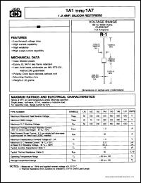 1A3 datasheet: 1.0 A silicon rectifier. Max recurrent peak reverse voltage 200 V. 1A3