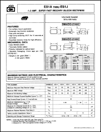 ES1G datasheet: 1.0 A super fast recovery silicon rectifier. Max recurrent peak reverse voltage 400 V. ES1G