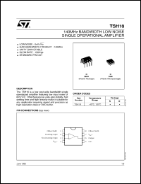 TSH10 datasheet: 140 MHZ BANDWIDTH LOW NOISE SINGLE OP-AMPS TSH10