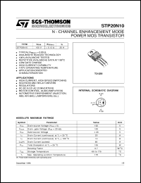 STP20N10 datasheet: N-CHANNEL ENHANCEMENT MODE POWER MOS TRANSISTORS STP20N10