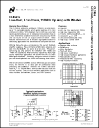 CLC405AJE-TR13 datasheet: Low Cost, Low Power, 110 MHz Op Amp with Disable CLC405AJE-TR13
