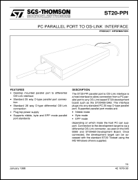 ST20-PPI-220 datasheet: PC PARALLEL PORT TO OS-LINK INTERFACE ST20-PPI-220