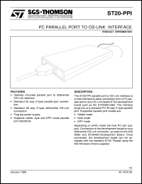 ST20-PPI-UK datasheet: PC PARALLEL PORT TO OS-LINK INTERFACE ST20-PPI-UK