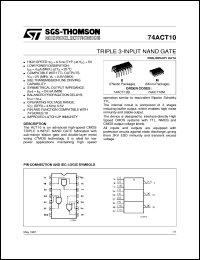 74ACT10 datasheet: TRIPLE 3 INPUT NAND GATE 74ACT10