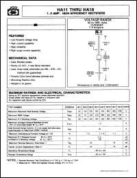 HA11 datasheet: 1.0A, high efficiency rectifier. Max recurrent peak reverse voltage 50V. HA11