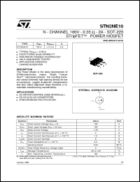 STN2NE10 datasheet: N-CHANNEL 100V - 0.33 OHM - 2A SOT-223 STRIPFET POWER MOSFET STN2NE10