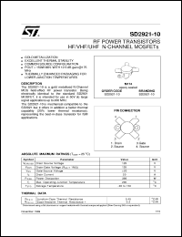 SD2921-10 datasheet: RF POWER TRANSISTORS HF/VHF/UHF N-CHANNEL MOSFETS SD2921-10