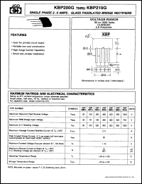 KBP204G datasheet: Single-phase 2.0 A glass passivated bridge rectifier. Max recurrent peak reverse voltage 400V. KBP204G