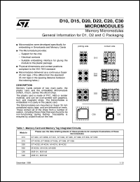 D20 datasheet: MEMORY MICROMODULES GENERAL INFORMATION FOR D1, D2 AND C PACKAGING D20