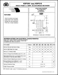 KBP201 datasheet: Single-phase 2.0 A silicon bridge rectifier. Max recurrent peak reverse voltage 100V. KBP201