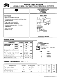 MSB054 datasheet: Single phase 0.5A glass passivated bridge rectifier. Repetitive peak reverse voltage 400V. MSB054