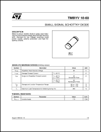 TMBYV10-60 datasheet: SMALL SIGNAL SCHOTTKY DIODE TMBYV10-60